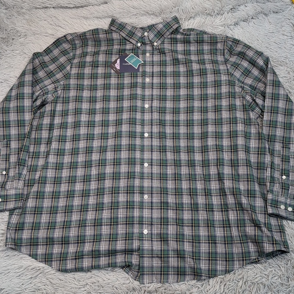 Croft & Barrow Shirt Mens 3X Green Button Up Career Preppy Woven Pocket New